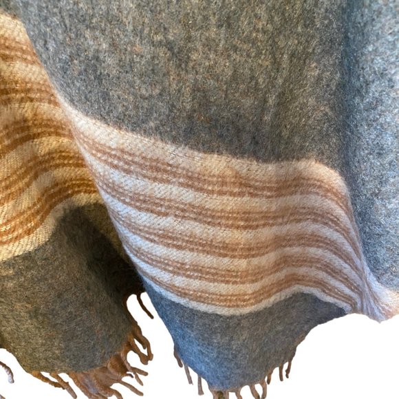 Vintage Monteza's Alpaca Cape Poncho Shawl Wrap Wooden Button At Neckline Sz Med - Picture 6 of 16